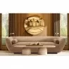 Manhattan Comfort Contemporary Ulka Chenille Sofa with Pillows In Light Brown - Manhattan Comfort Contemporary Ulka Chenille Sofa with Pillows In Light Brown