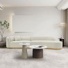 Manhattan Comfort Contemporary Daria Chenille Sofa Sectional with Pillows In Ivory