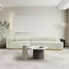Manhattan Comfort Contemporary Daria Chenille Sofa Sectional with Pillows In Ivory - Manhattan Comfort Contemporary Daria Chenille Sofa Sectional with Pillows In Ivory