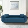 Manhattan Comfort Contemporary Edmonda Velvet Sofa with Pillows In Sapphire Blue - Manhattan Comfort Contemporary Edmonda Velvet Sofa with Pillows In Sapphire Blue