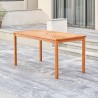 Vifah Olina Honey Fish Bone Eucalyptus Wooden Patio Dining Table, Side Angle