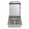 Bull BBQ Single Stainless Steel Sideburner - Drop In - Front and Opened - Bull BBQ Single Stainless Steel Sideburner - Drop In - Front and Opened