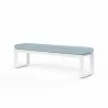 Newport Dining Bench in Canvas Skyline, No Welt - Front Side Angle - Newport Dining Bench in Canvas Skyline, No Welt - Front Side Angle