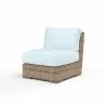 Havana Armless Club in Canvas Skyline w/ Self Welt - Front Side Angle - Havana Armless Club in Canvas Skyline w/ Self Welt - Front Side Angle