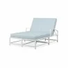 Bristol Double Chaise in Canvas Skyline w/ Self Welt - Front Side Angle - Bristol Double Chaise in Canvas Skyline w/ Self Welt - Front Side Angle