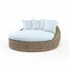 Havana Ottoman in Canvas Skyline w/ Self Welt - Front Side Angle - Havana Ottoman in Canvas Skyline w/ Self Welt - Front Side Angle