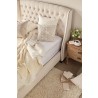 Essentials For Living Sloan Queen Bed in Cream Velvet - Close Up Top Angled