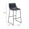 Smart Barstool in Black - Seat Dimensions
