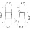 Smart Barstool in Burnt Orange - Dimensions