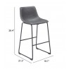 Smart Barstool in Charcoal - Seat Dimensions