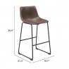 Smart Barstool in Vintage Espresso - Seat Dimensions