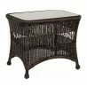 Woodard Sommerwind Side Table with Glass Top in Chocolate - Woodard Sommerwind Side Table with Glass Top in Chocolate