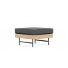 Azzurro Living Sonoma Ottoman With Matte Charcoal Aluminum Frame And Natural All-Weather Wicker - Angled