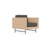 Azzurro Sonoma Club Chair In Matte Charcoal Aluminum And Natural All-Weather Wicker - Angled