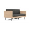 Azzurro Sonoma 2 Seat Sofa With Matte Charcoal Aluminum And Natural All-Weather Wicker With Midnight Cushion - Angled