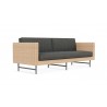 Azzurro Sonoma 3 Seat Sofa With Matte Charcoal Aluminum And Natural All-Weather Wicker With Midnight Cushion - Angled