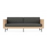 Azzurro Sonoma 3 Seat Sofa With Matte Charcoal Aluminum And Natural All-Weather Wicker With Midnight Cushion - Front
