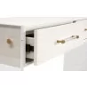 Essentials For Living Sonia Shagreen Console Table - Pearl Shagreen Lucite Brushed Brass - Closeup Side Drawer Opened  Angle - Essentials For Living Sonia Shagreen Console Table - Pearl Shagreen Lucite Brushed Brass - Closeup Side Drawer Opened  Angle