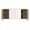 Essentials For Living Sonia Shagreen Media Sideboard - Pearl Shagreen, Lucite, Brushed Brass - Front Opened Angle