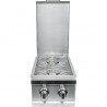 Sole Gourmet Double Built In Side Burner W/Bright White LED Lights SS Front Open View