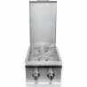 Sole Gourmet Double Built In Side Burner W/Bright White LED Lights SS Front Open View - Sole Gourmet Double Built In Side Burner W/Bright White LED Lights SS Front Open View