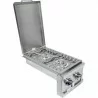 Sole Gourmet Double Built In Side Burner W/Bright White LED Lights SS Open View - Sole Gourmet Double Built In Side Burner W/Bright White LED Lights SS Open View