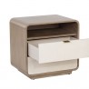 Sunpan Kayden Nightstand - Cream Shagreen - Front Side Opened Angle