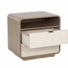 Sunpan Kayden Nightstand - Cream Shagreen - Front Side Opened Angle - Sunpan Kayden Nightstand - Cream Shagreen - Front Side Opened Angle