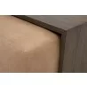 Essentials For Living Dovetail Upholstered Coffee Table in Ivanhoe Toast, Burnished Brown Acacia - Closeup Angle - Essentials For Living Dovetail Upholstered Coffee Table in Ivanhoe Toast, Burnished Brown Acacia - Closeup Angle