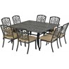8 armless dining chairs and 64" Dynasty series square dining table