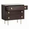 Sunpan Keely Dresser in White Marble-Dark Walnut - Front Side Opened Angle - Sunpan Keely Dresser in White Marble-Dark Walnut - Front Side Opened Angle