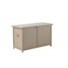 Alfresco Home the Yacht Small RTA Aluminum Storage/Cushion Cabinet - Sand Dollar - Front Side Angle