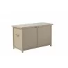 Alfresco Home the Yacht Small RTA Aluminum Storage/Cushion Cabinet - Sand Dollar - Front Side Angle - Alfresco Home the Yacht Small RTA Aluminum Storage/Cushion Cabinet - Sand Dollar - Front Side Angle