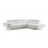 Pandora Sectional In White Italian Leather - angled