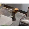 Whiteline Modern Living Zaria Side Table In Glass Top And Rose Gold Stainless-Steel Connection - Lifestyle Close-up