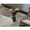 Whiteline Modern Living Zaria Side Table In Glass Top And Rose Gold Stainless-Steel Connection - Lifestyle Close-up - Whiteline Modern Living Zaria Side Table In Glass Top And Rose Gold Stainless-Steel Connection - Lifestyle Close-up