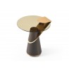 Whiteline Modern Living Zaria Side Table In Glass Top And Rose Gold Stainless-Steel Connection - Top Angled