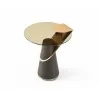 Whiteline Modern Living Zaria Side Table In Glass Top And Rose Gold Stainless-Steel Connection - Top Angled - Whiteline Modern Living Zaria Side Table In Glass Top And Rose Gold Stainless-Steel Connection - Top Angled