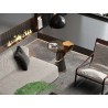 Whiteline Modern Living Zaria Side Table In Glass Top And Rose Gold Stainless-Steel Connection - Lifestyle
