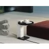 Whiteline Modern Living Mabel Side Table In Glass Top And Brushed Stainless-Steel Base - Lifestyle - Whiteline Modern Living Mabel Side Table In Glass Top And Brushed Stainless-Steel Base - Lifestyle