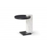 Whiteline Modern Living Mabel Side Table In Glass Top And Brushed Stainless-Steel Base - Angled