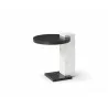 Whiteline Modern Living Mabel Side Table In Glass Top And Brushed Stainless-Steel Base - Angled - Whiteline Modern Living Mabel Side Table In Glass Top And Brushed Stainless-Steel Base - Angled