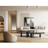 Whiteline Modern Living Pam Side Table In Black Oak Top With Wood Ribbed Black Matt Base - Lifestyle