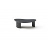 Whiteline Modern Living Pam Side Table In Black Oak Top With Wood Ribbed Black Matt Base - Front