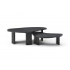 Whiteline Modern Living Pam Side Table In Black Oak Top With Wood Ribbed Black Matt Base - Front and Nested