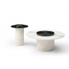 Whiteline Modern Living Aviana Side Table With Stainless-Steel Top And Wood With Marble Paper Base - With Large Table