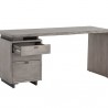 Sunpan Lewis Desk Grey  - Front Side Opened Angle