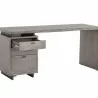 Sunpan Lewis Desk Grey  - Front Side Opened Angle - Sunpan Lewis Desk Grey  - Front Side Opened Angle