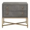 Strand Shagreen 2-Drawer Nightstand in Gray Shagreen - Front - Strand Shagreen 2-Drawer Nightstand in Gray Shagreen - Front
