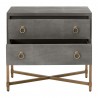 Strand Shagreen 2-Drawer Nightstand in Gray Shagreen - Front with Opened Drawer